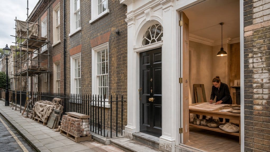 check permits before renovations of a Georgian townhouse