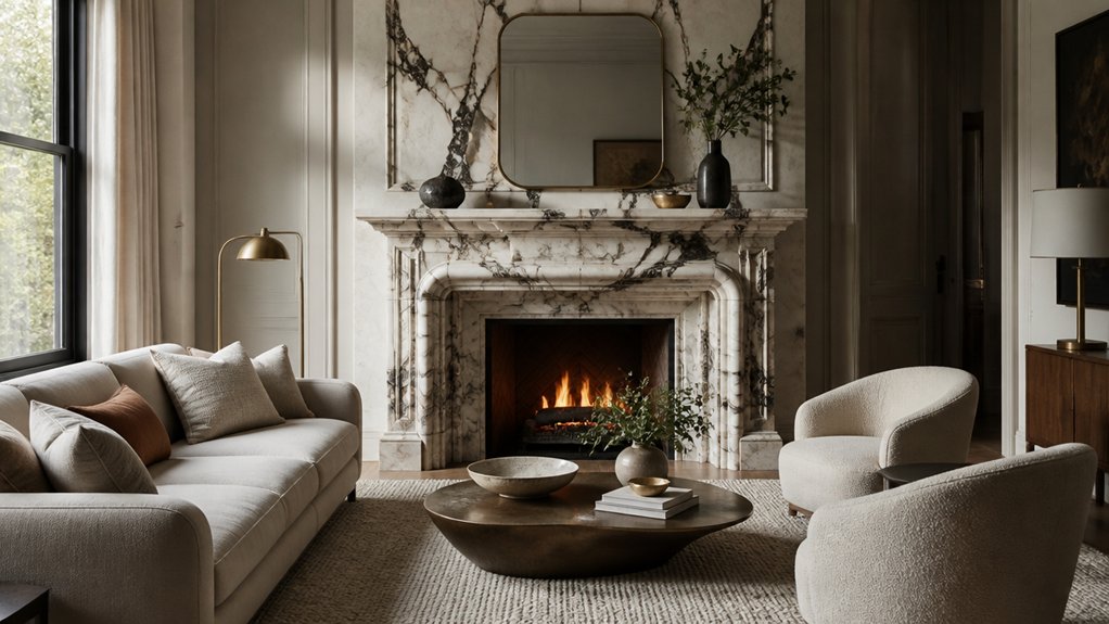Styling a Living Room Around a Statement Marble Fireplace